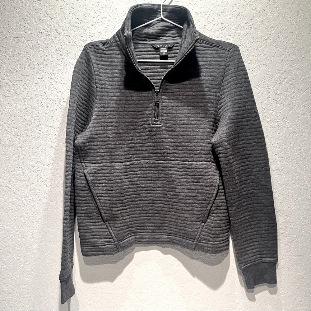 Athleta‎ ribbed grey half zip sweater size XS